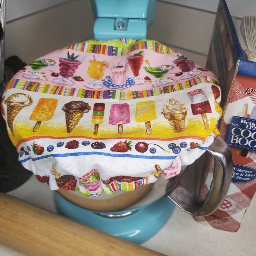 Ice Cream Shoppe Stripes Reversible KitchenAid Mixer Mixing Bowl Cover‎ Baking